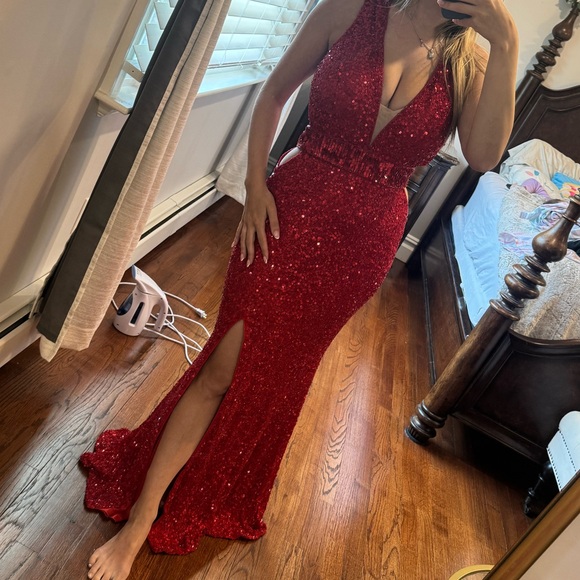 Mac Duggal Dresses & Skirts - Red Sequins Evening Gown Prom Dress